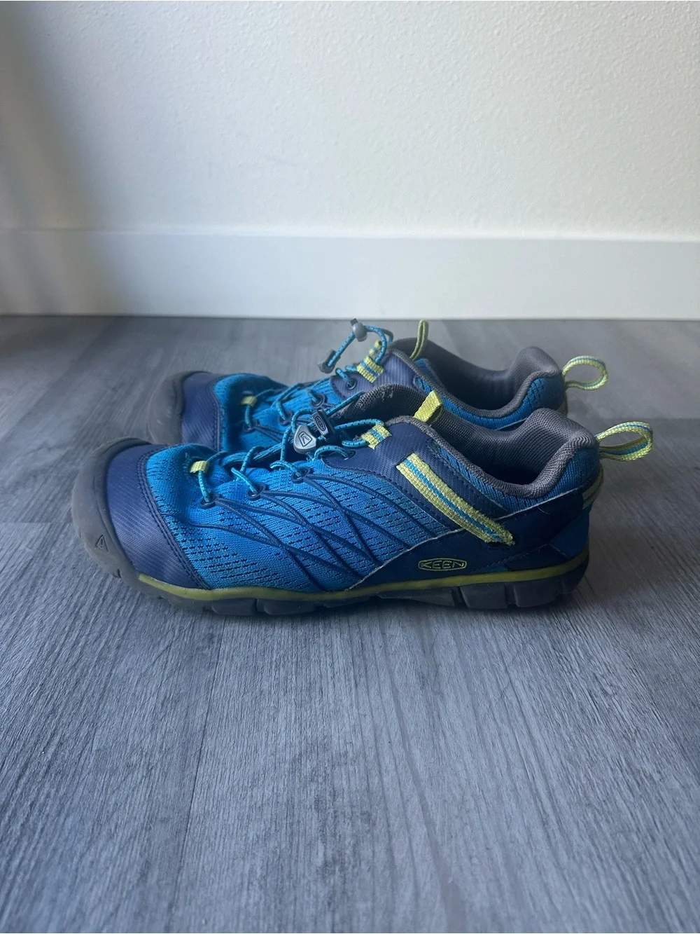 Keen Kids Blue Sneakers with Lime Accents
